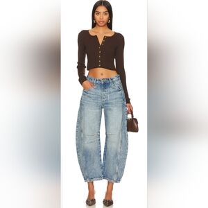 Free People Good Luck Barrel Jeans NWOT, 24
